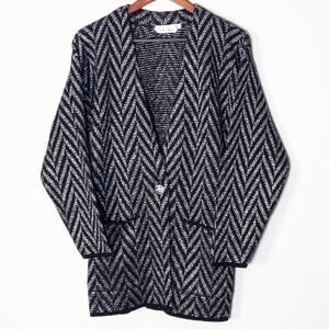 French Rags Cardigan Size 3 Black Parisian Chic Minimal Monochrome